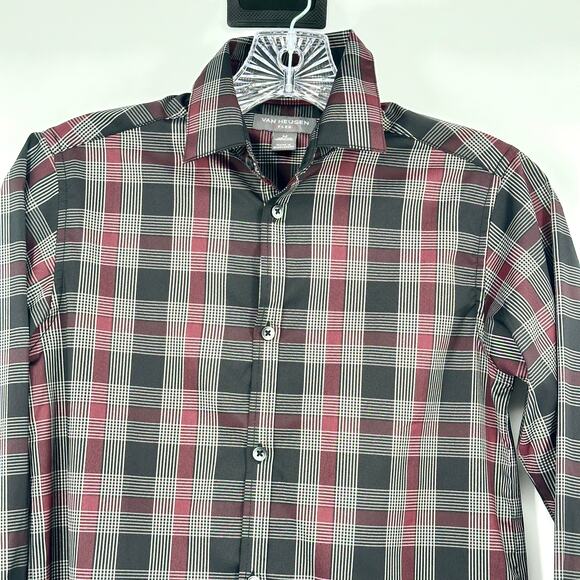 Van Heusen Flex Boys Plaid Button Down Shirt Medium 10/12 Multicolor Long Sleeve - Picture 3 of 12